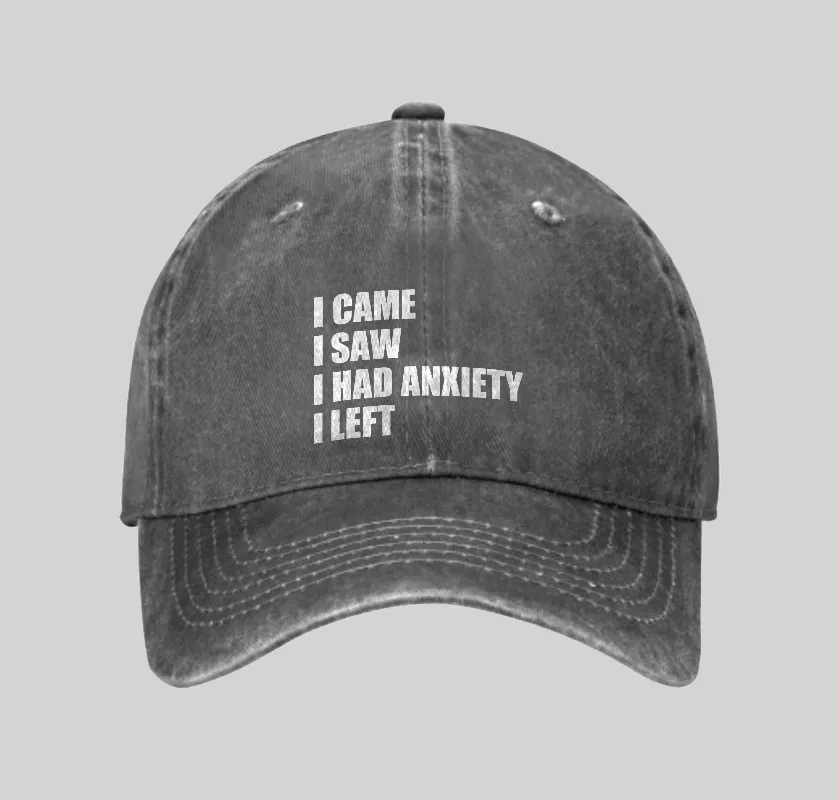 I Came I Saw and Have Anxiety I Left Washed Vintage Baseball Cap - Image 2