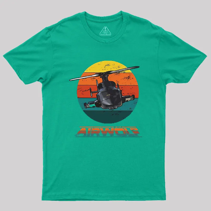 Airwolf Sunset 1980s Retro Geek T-Shirt - Image 9