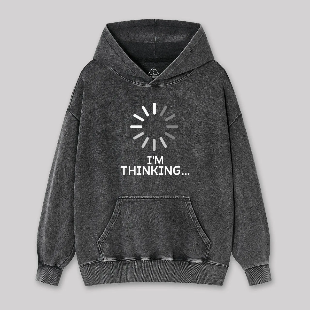 Alternative view of I'm Thinking Loading Wheel Washed Hoodie