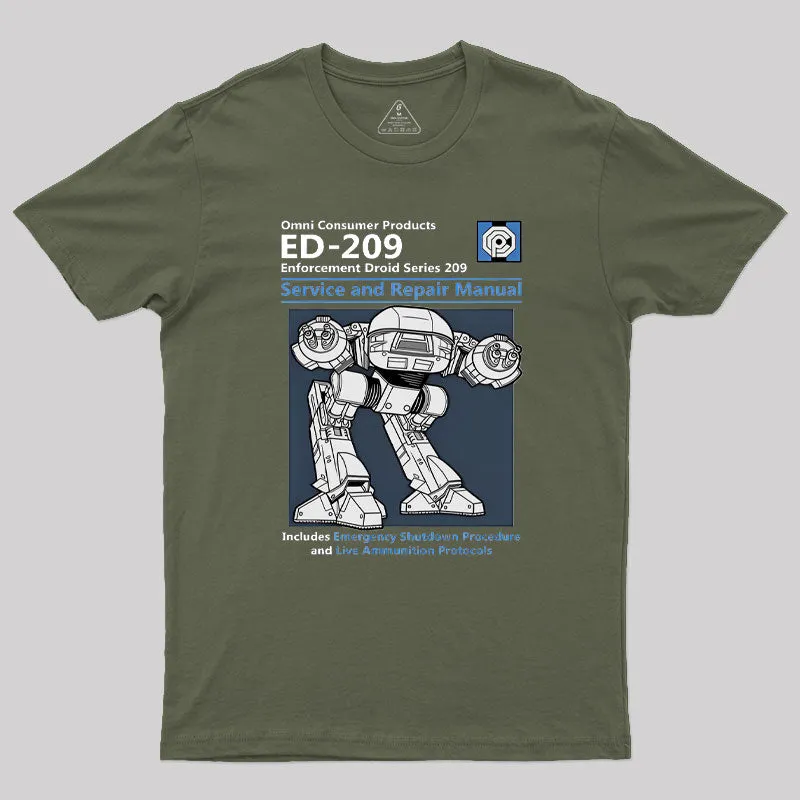 Alternative view of ED209 Service And Repair Manual Geek T-Shirt