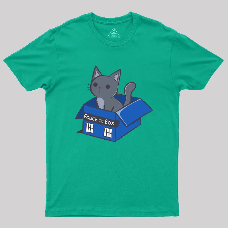 Cat In a Blue Box Geek T-Shirt - Image 10