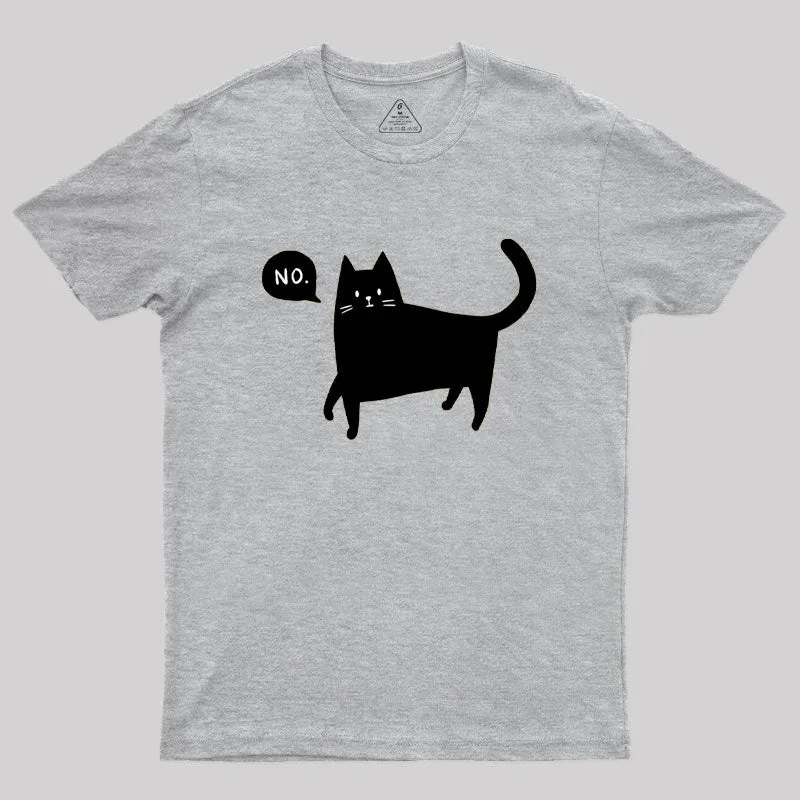 Black Cat Says No Geek T-Shirt - Image 4