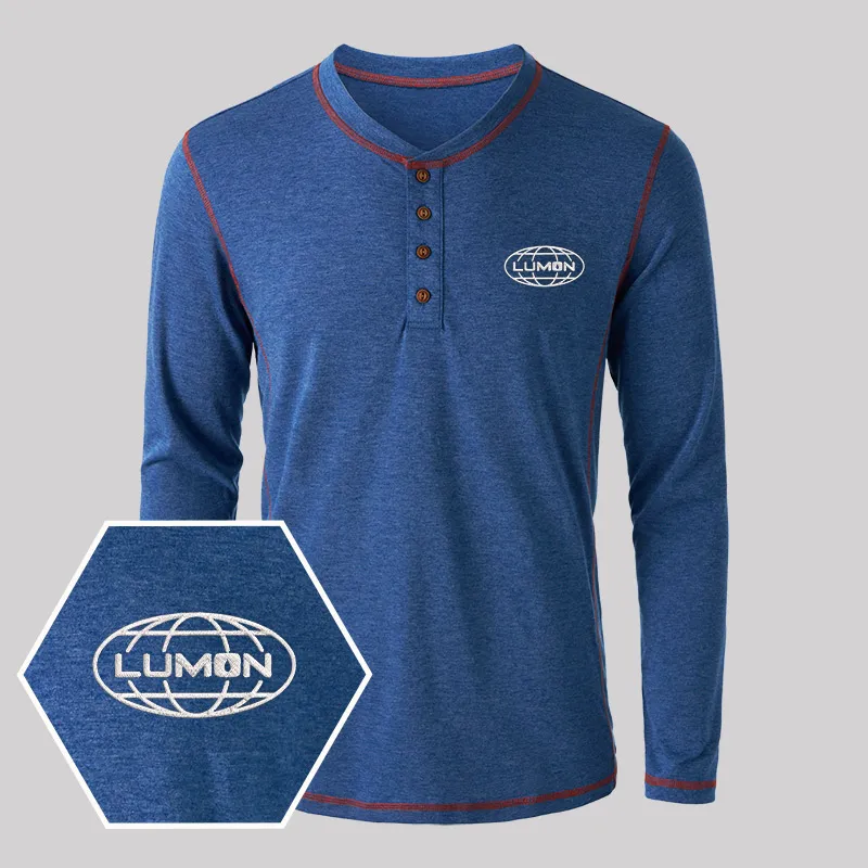 Lumon Embroidered Long Sleeve Henley Shirts - Image 2