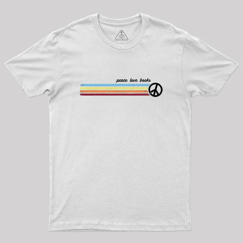 Retro Stripes Peace Love Books T-Shirt - Image 11