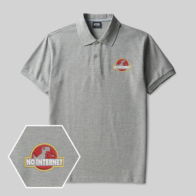 No Internet Geek Embroidered Polo Shirts - Image 3