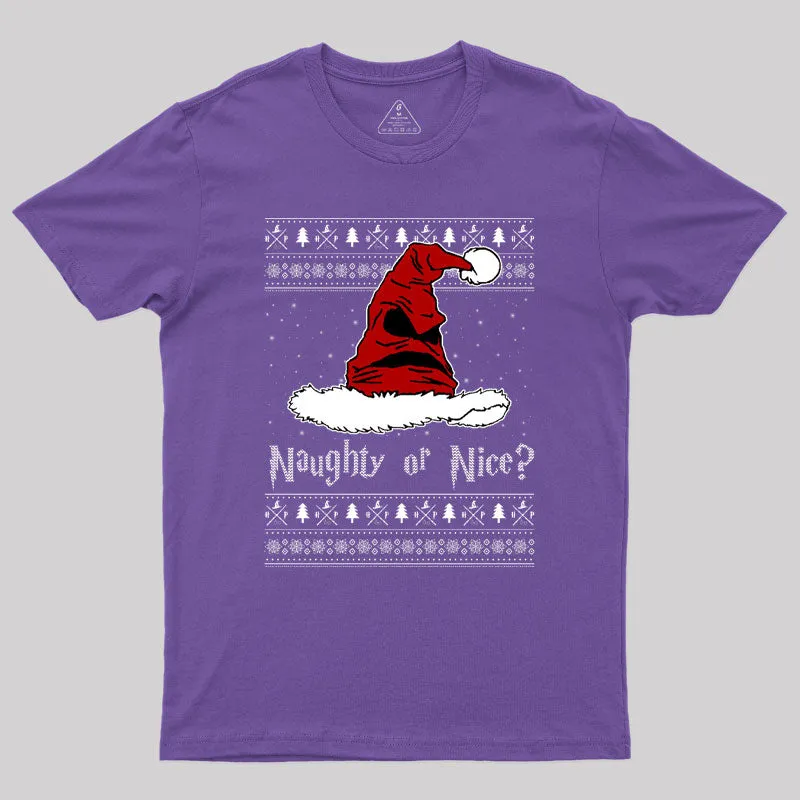 Naughty Or Nice Sorting Santa Claus Geek T-Shirt - Image 5