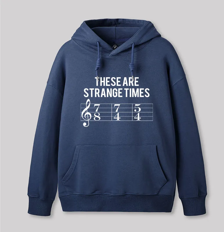 Alternative view of These Are Strange Times Music Joke Geek Hoodie