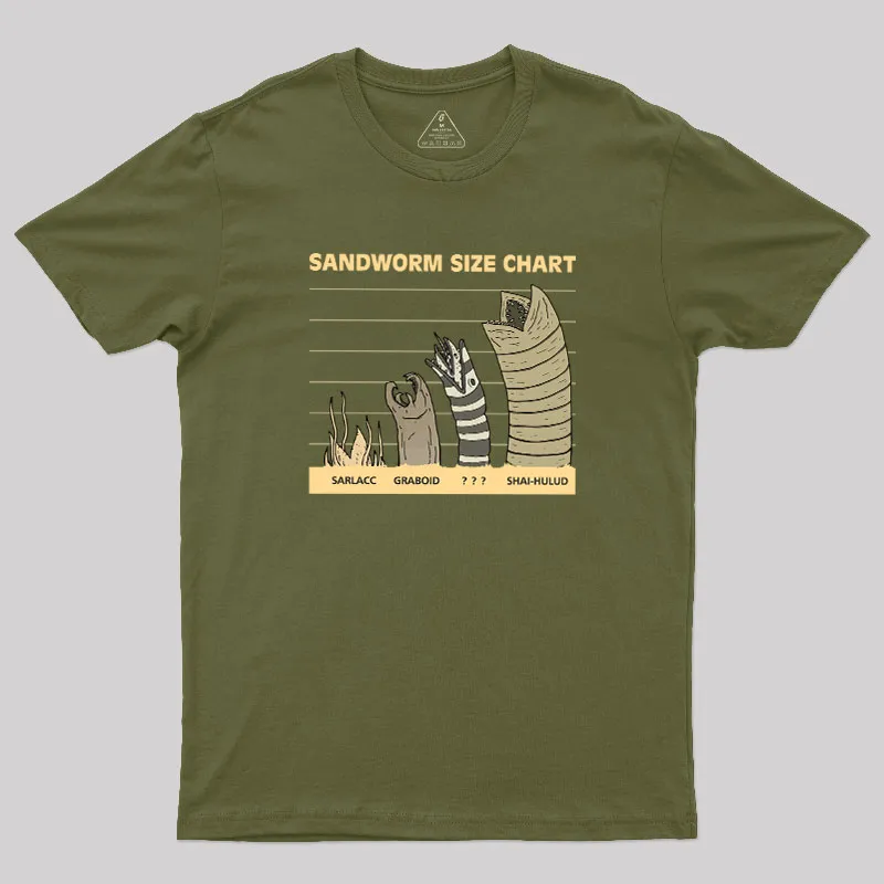 Sandworm Size Chart Geek T-Shirt - Image 3