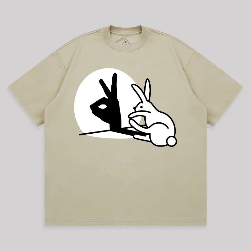 Funny Rabbit Hand Shadow Unisex Oversized T-shirt - Image 8
