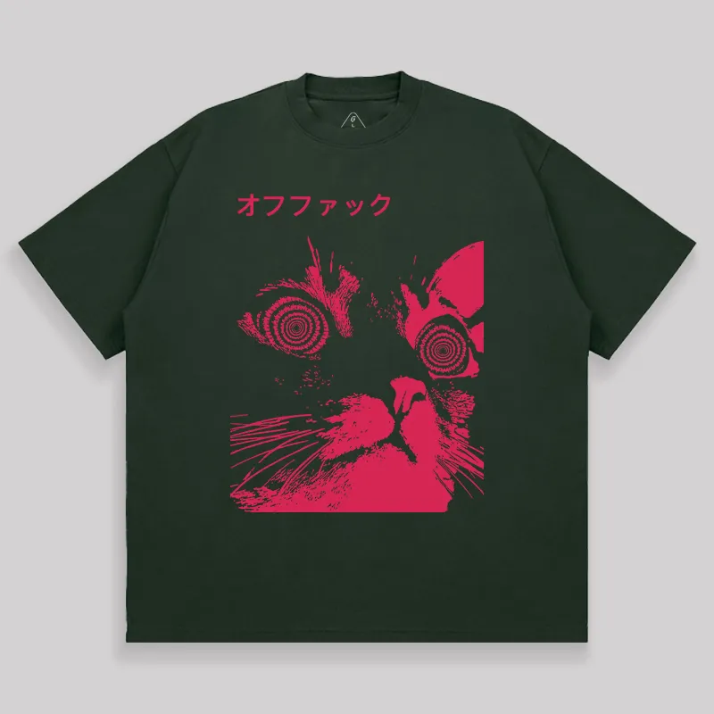 Vaporwave Cool Cat Unisex Oversized T-shirt - Image 4