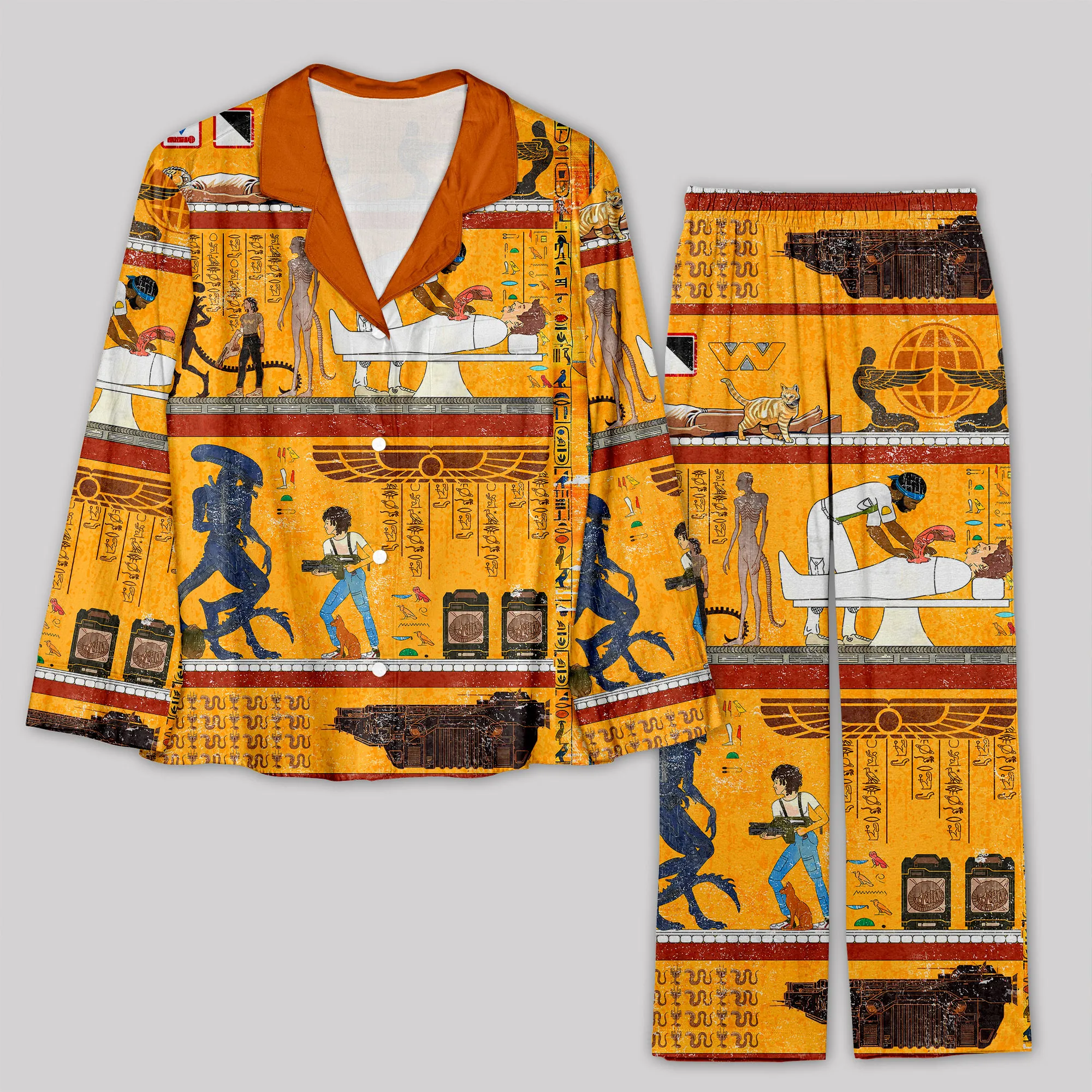 Alien Ancient Egyptian Murals Pajama Sets