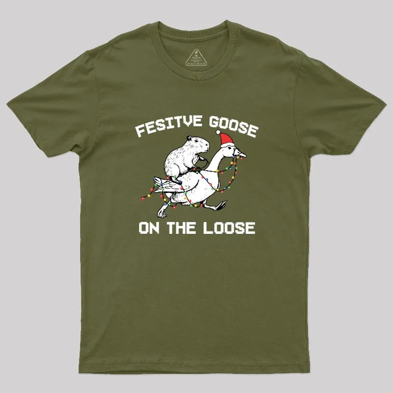Festive Goose On The Loose Geek T-Shirt - Image 4