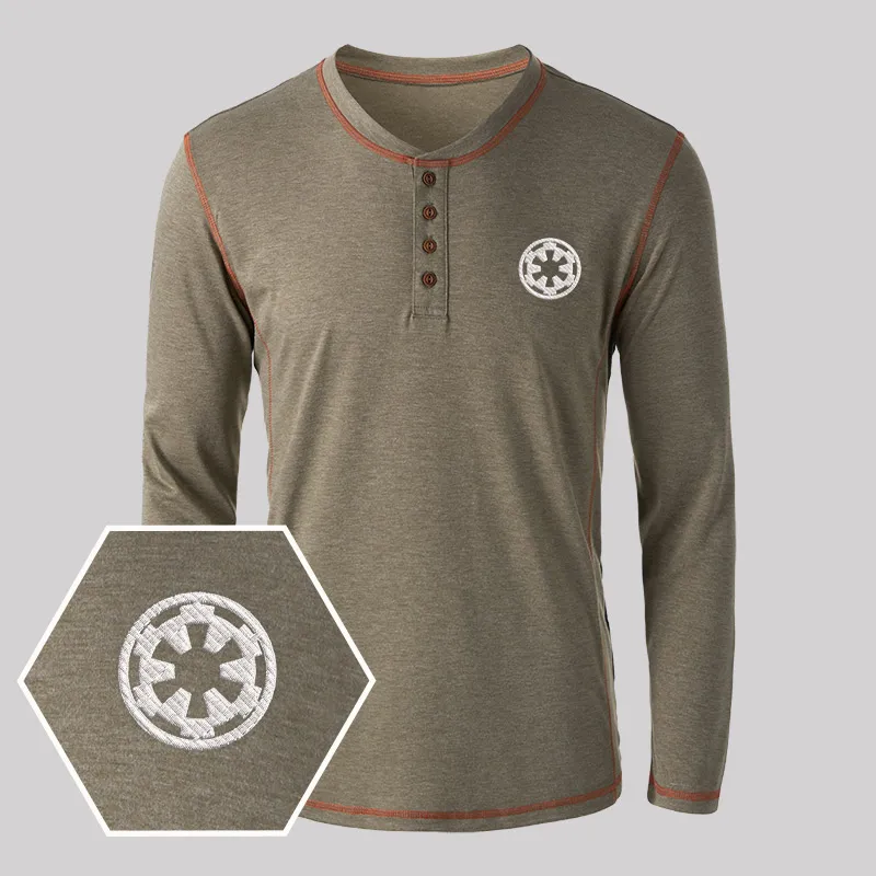 Wheel Smart Controller Embroidered Long Sleeve Henley Shirts - Image 6