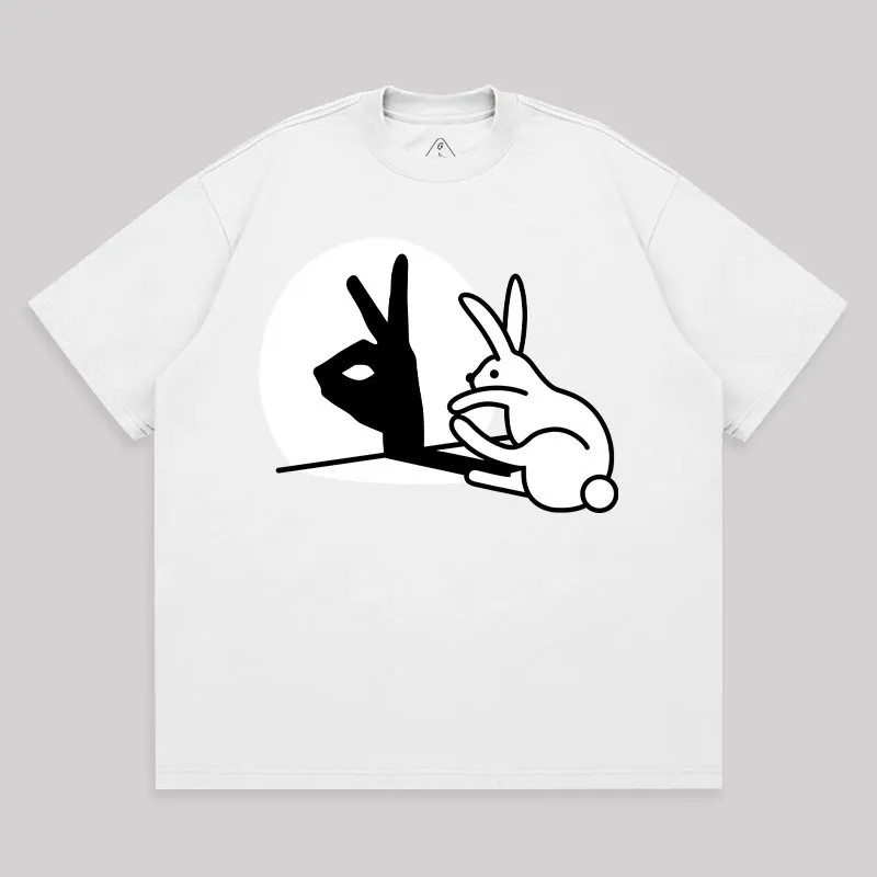 Funny Rabbit Hand Shadow Unisex Oversized T-shirt - Image 2