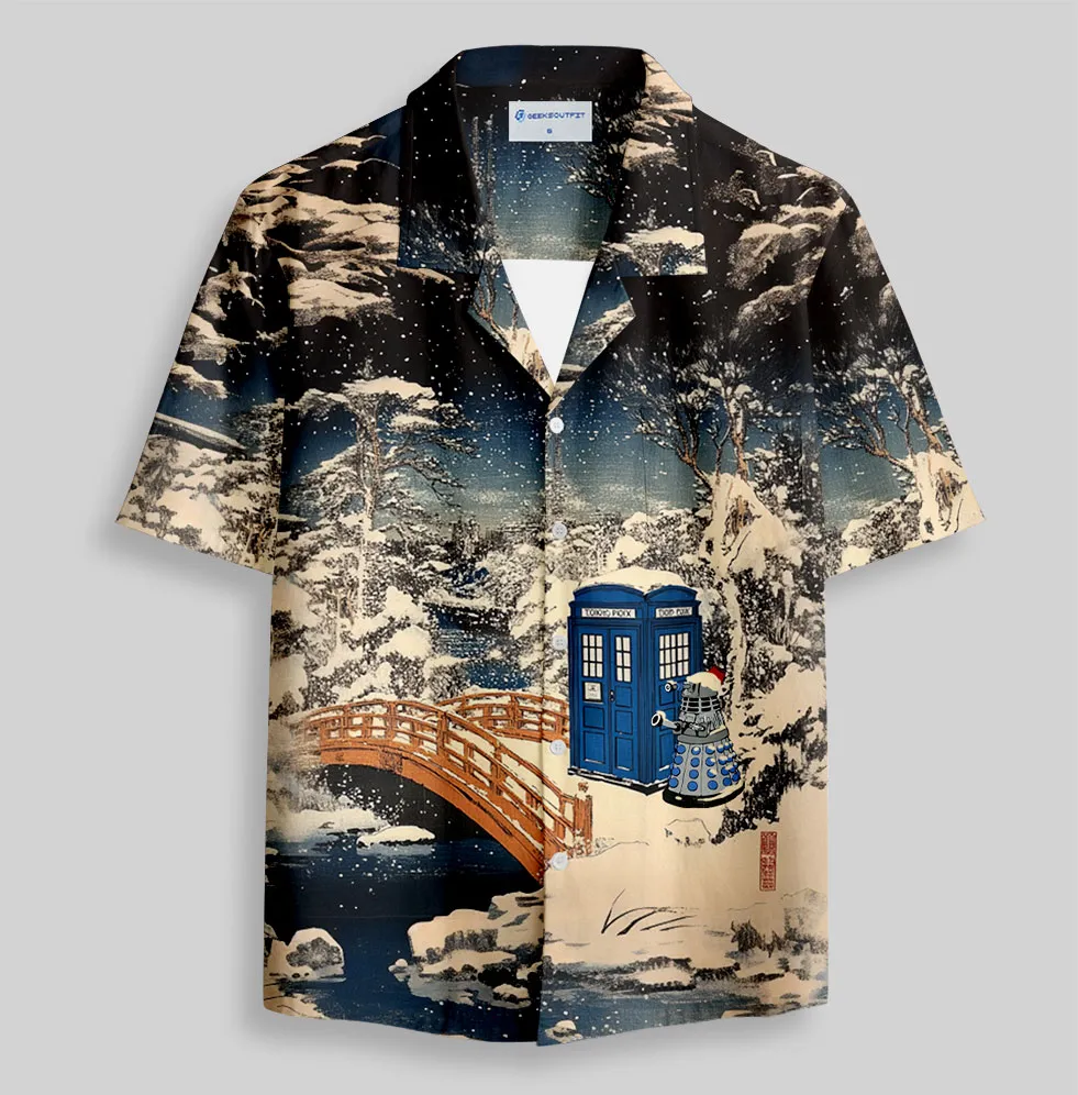 Ukiyoe Mysterious Phone Booth Button Up Pocket Shirt - Image 2
