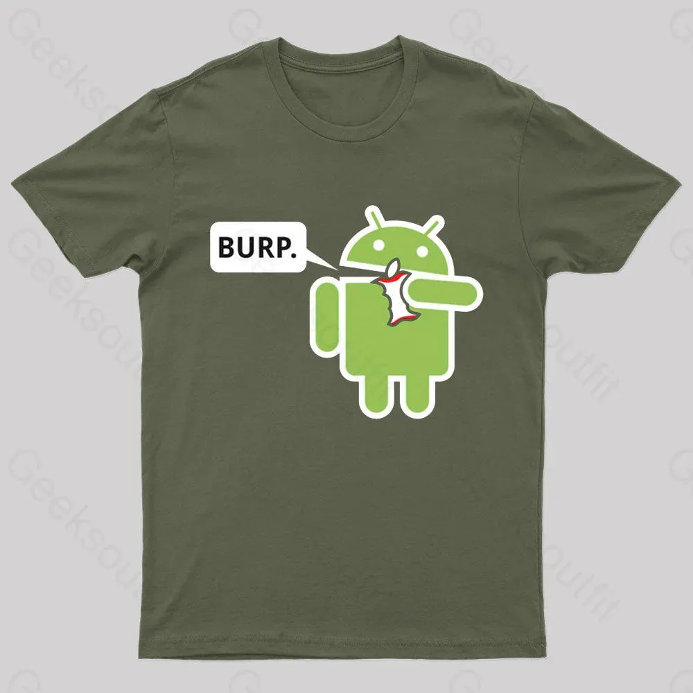 Android Eating Apple Nerd T-Shirt - Image 3