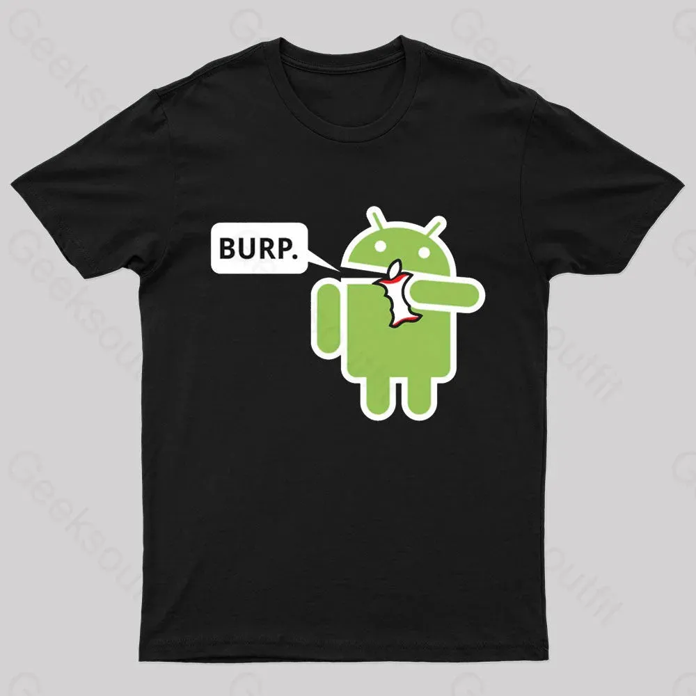 Android Eating Apple Nerd T-Shirt - Image 2