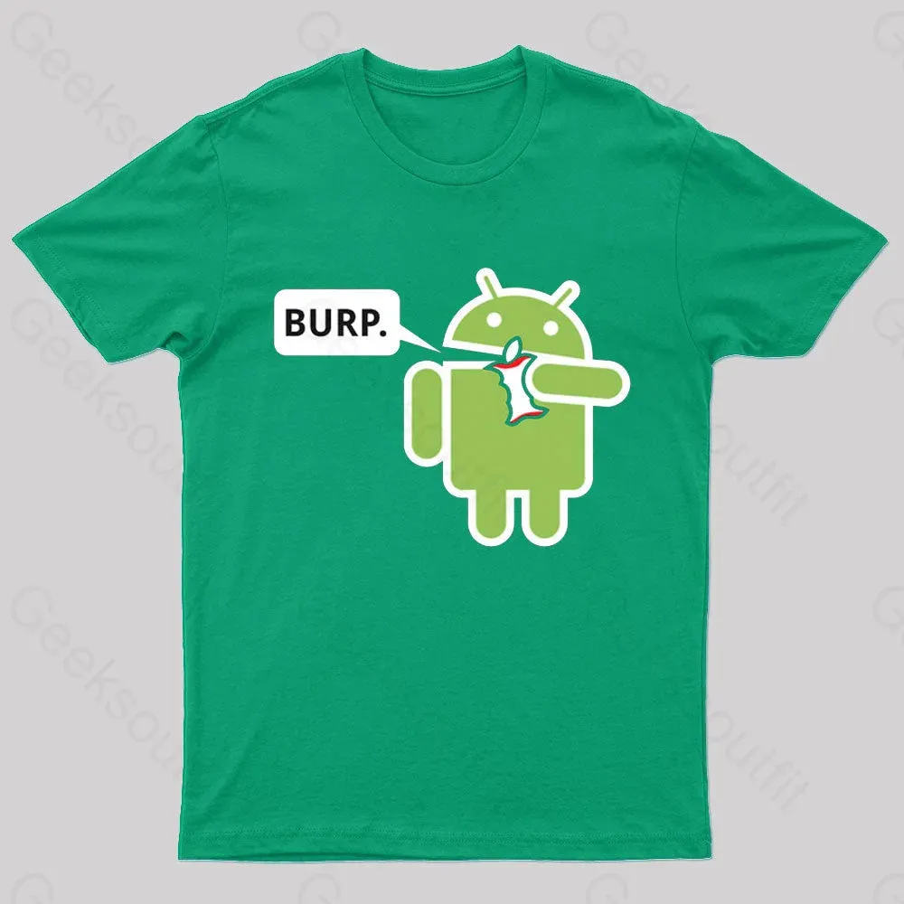 Android Eating Apple Nerd T-Shirt - Image 4