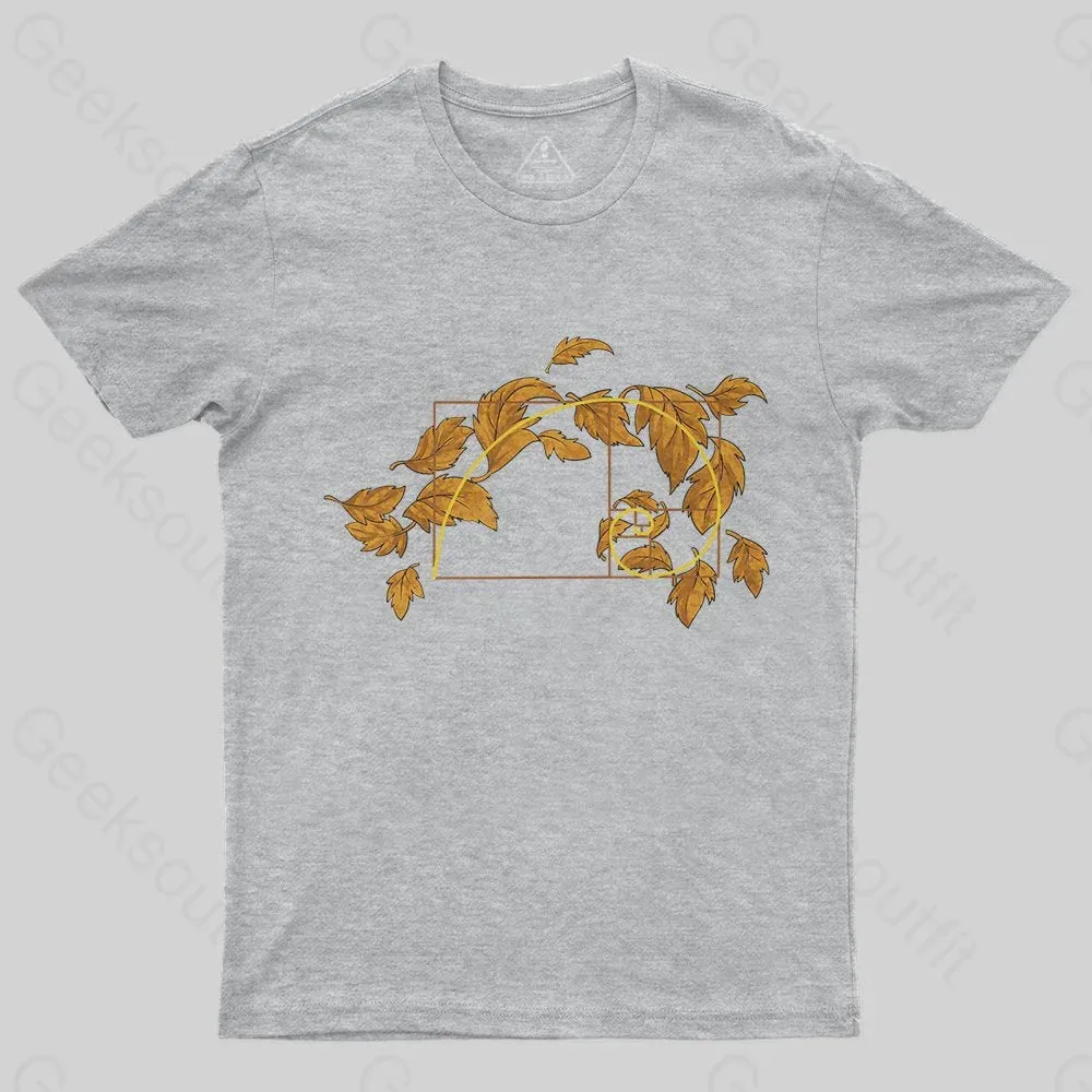 Autumn Wind Blowing Leaves in Fibonacci T-Shirt - Image 5