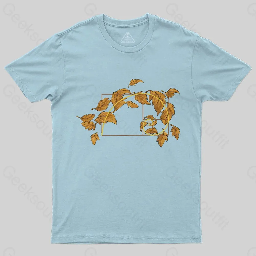Autumn Wind Blowing Leaves in Fibonacci T-Shirt - Image 6