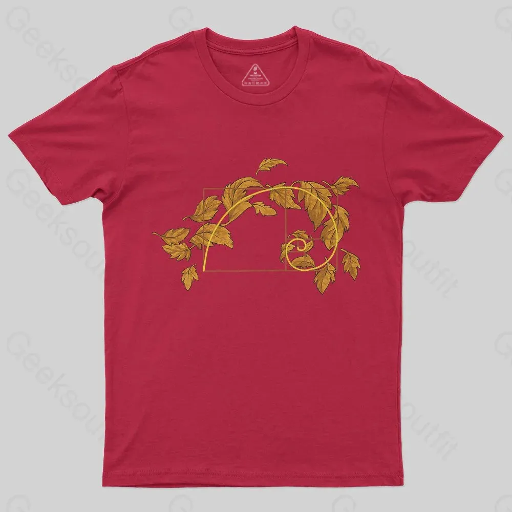 Autumn Wind Blowing Leaves in Fibonacci T-Shirt - Image 7