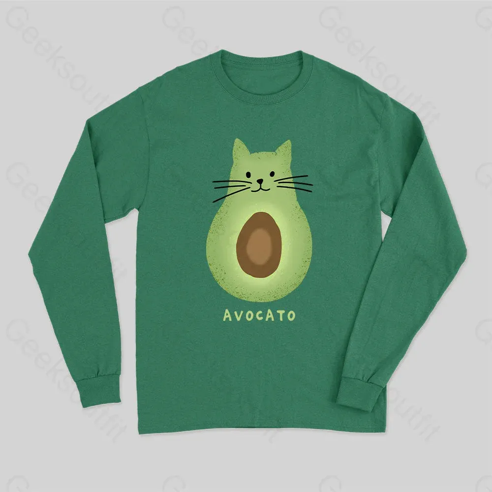 Avocato Cat Avocado Pun Long Sleeve T-Shirt - Image 3