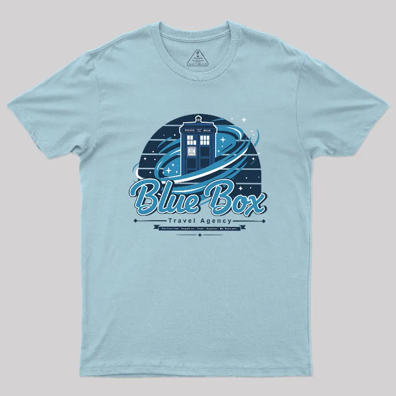 Blue Box Travel Agency Geek T-Shirt - Image 9
