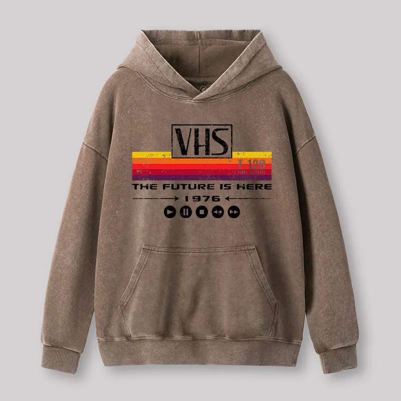 Alternative view of VHS The Future Is Here 1976 Washed Hoodie