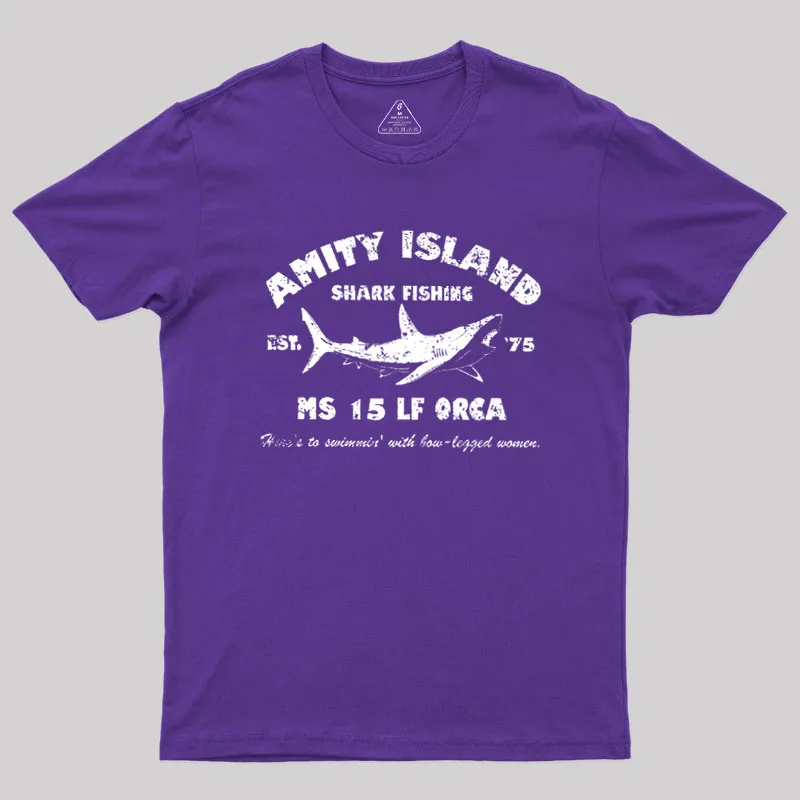 Amity Island Shark Fishing Est 1975 Geek T-Shirt - Image 5