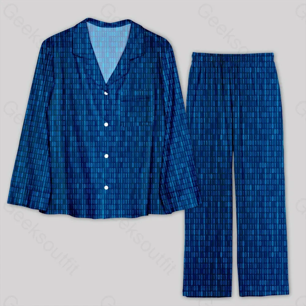 Binary Computer 1s and 0s Blue Pajama Sets