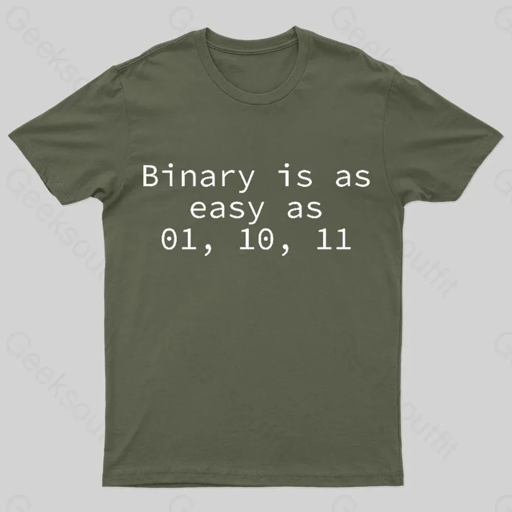 Binary Is As Easy As 01 10 11 Geek T-Shirt - Image 2