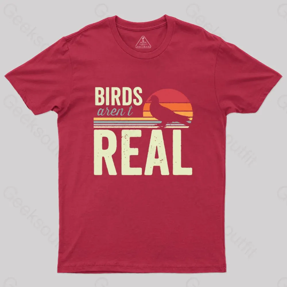 Birds Aren't Real Funny Saying Vintage Sunset T-Shirt - Image 5