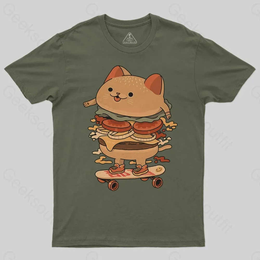 Burger Cat Skater T-Shirt - Image 3