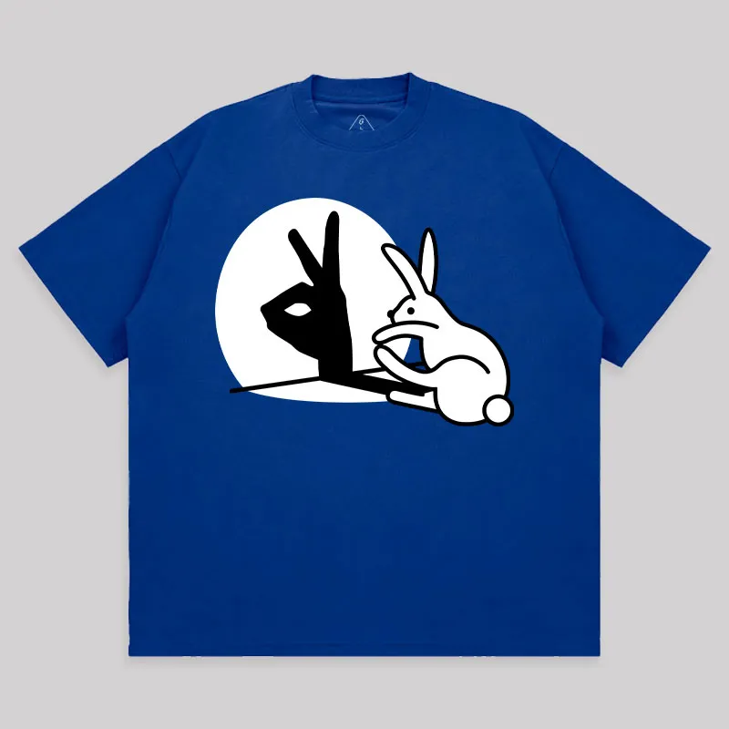 Funny Rabbit Hand Shadow Unisex Oversized T-shirt - Image 6