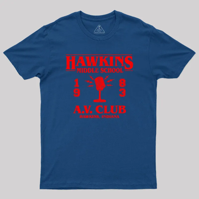 Alternative view of Hawkins Middle School A.V. Club T-Shirt