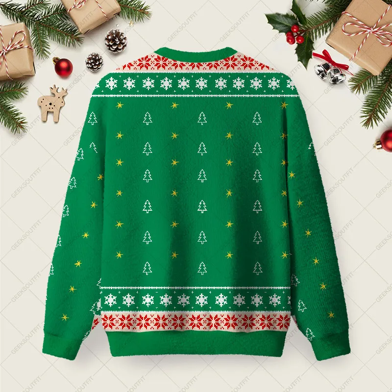 Circuit Diagram Christmas Tree Ugly Christmas Fuzzy Fleece Sweatshirt - Image 2