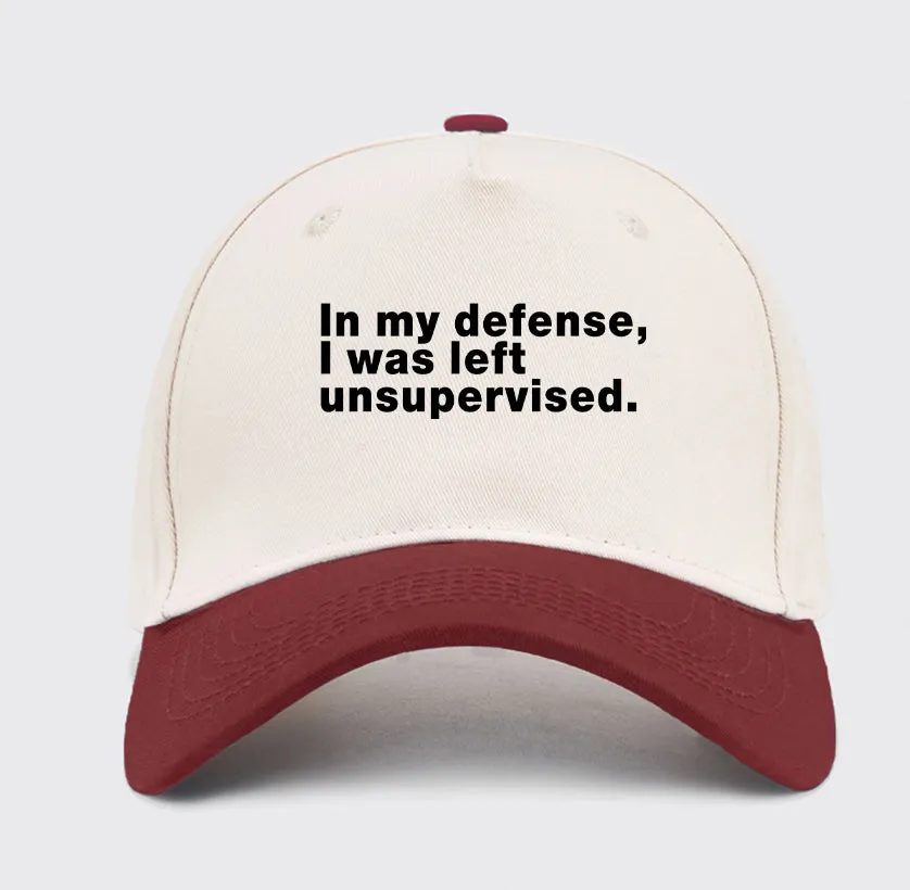 In my defense I was left unsupervised Washed Vintage Baseball Cap - Image 9