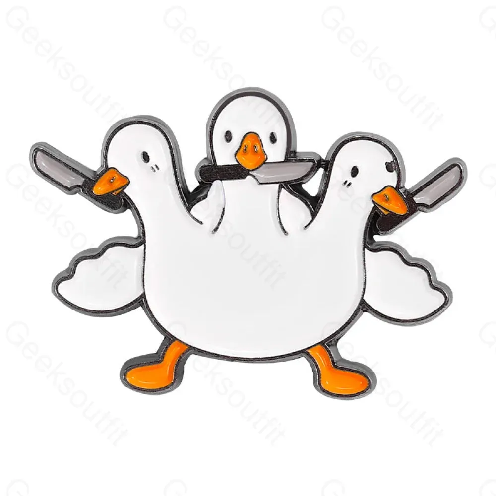 Cartoon White Goose Grips Knife Fun Pins
