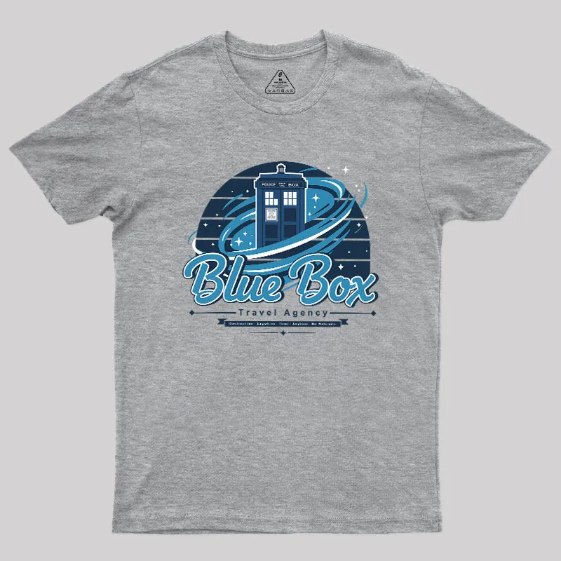 Blue Box Travel Agency Geek T-Shirt - Image 4