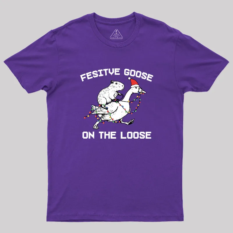 Festive Goose On The Loose Geek T-Shirt - Image 8