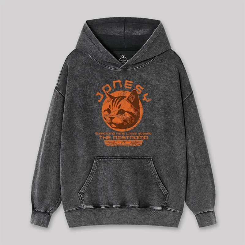 Jonesy Surviving Nine Lives Aboard The Nostromo Washed Hoodie