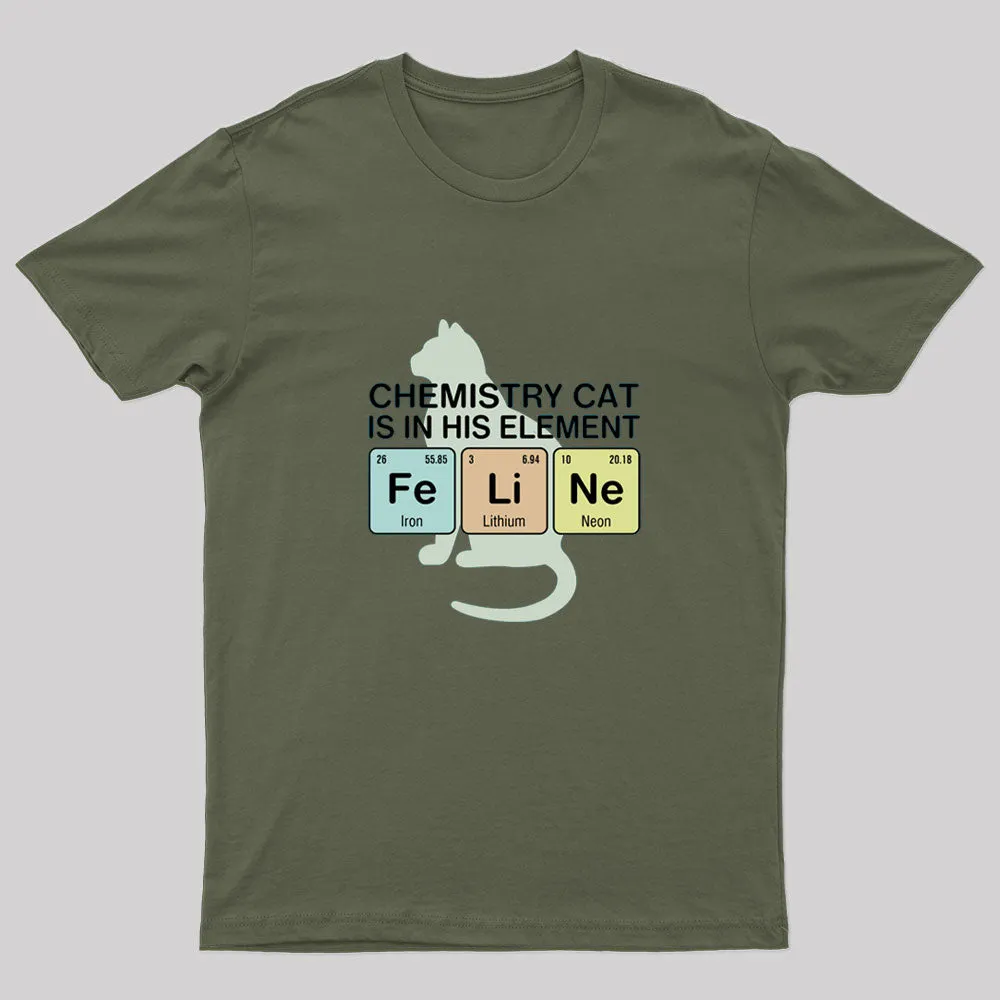 Chemistry Cat Fe Li Ne Nerd T-Shirt - Image 2