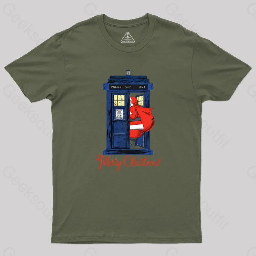 Christmas 1822 - Nicholas Visit The Blue Police Box 2 Geek T-Shirt - Image 3