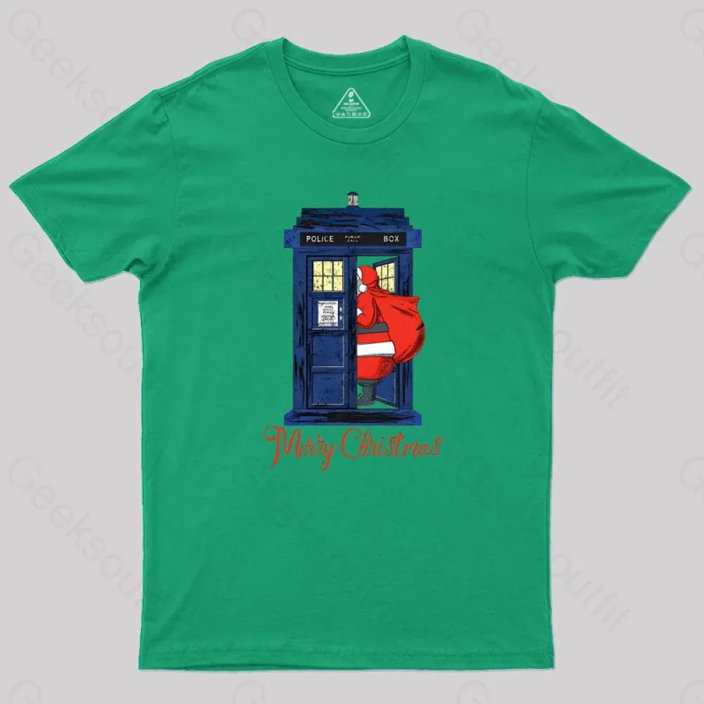 Christmas 1822 - Nicholas Visit The Blue Police Box 2 Geek T-Shirt - Image 7