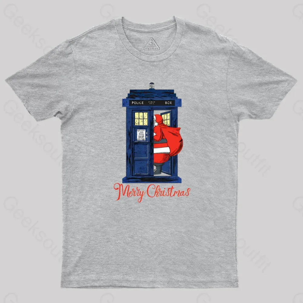 Christmas 1822 - Nicholas Visit The Blue Police Box 2 Geek T-Shirt - Image 4