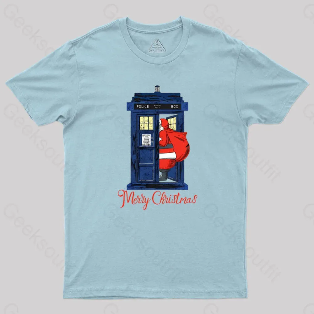 Christmas 1822 - Nicholas Visit The Blue Police Box 2 Geek T-Shirt - Image 8