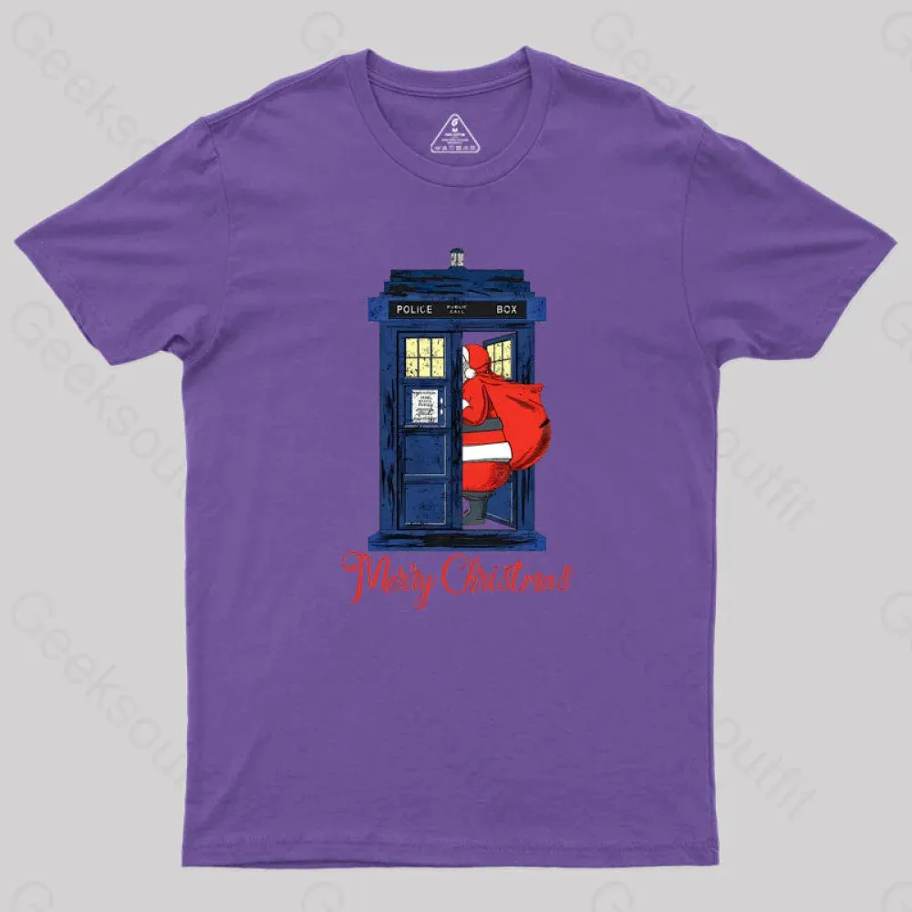 Christmas 1822 - Nicholas Visit The Blue Police Box 2 Geek T-Shirt - Image 5
