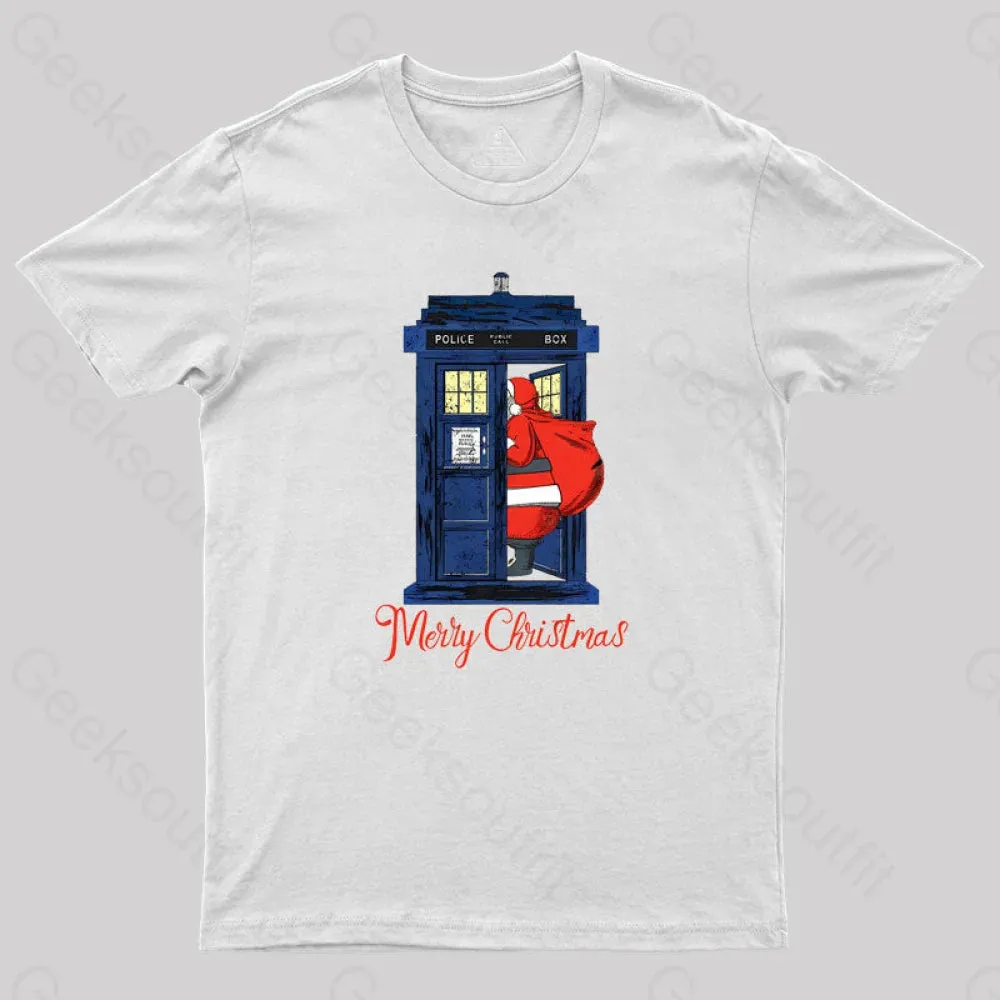 Christmas 1822 - Nicholas Visit The Blue Police Box 2 Geek T-Shirt - Image 9