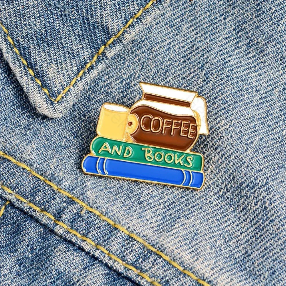 Coffee and books Enamel Pins