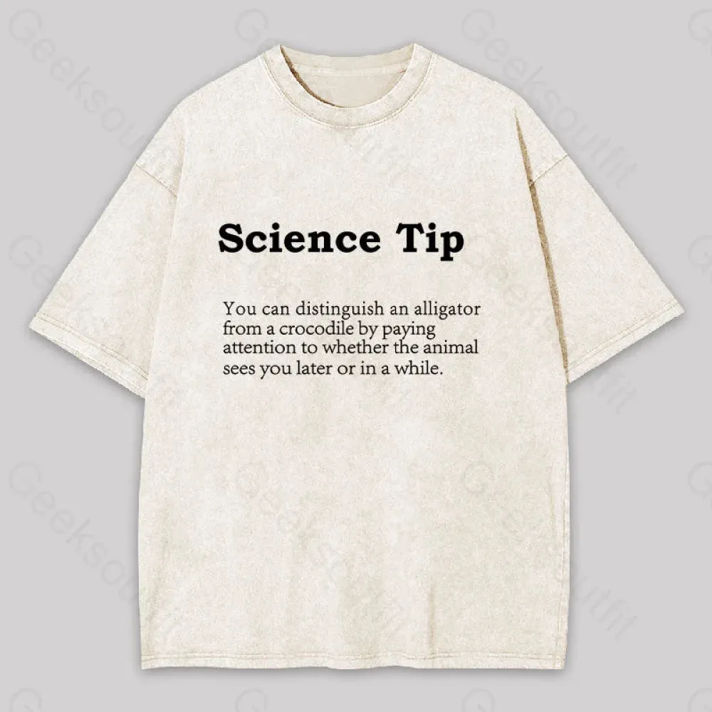 Crocodile Alligator Funny Science tip Washed T-shirt - Image 9